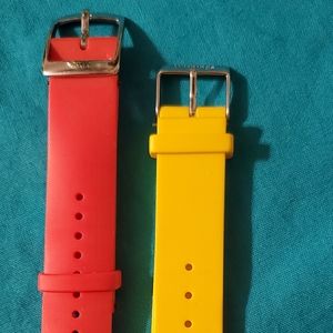 2 Withings/Nokia Watchbands-18mm-Like New. Solid Red and Yellow